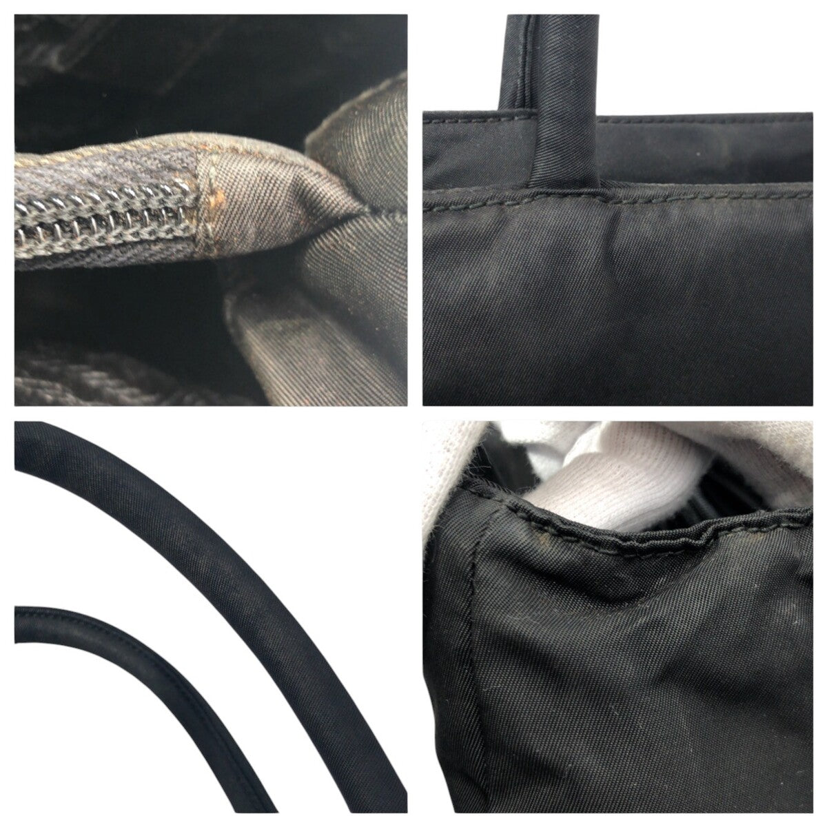 PRADA Prada Tessuto Triangle Logo Black Nylon Tote Bag Handbag Women's