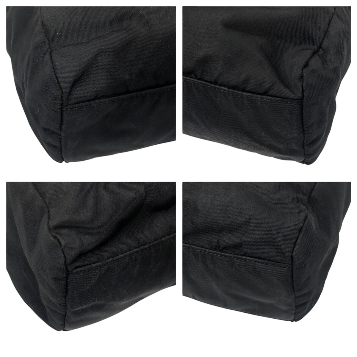 PRADA Prada Tessuto Triangle Logo Black Nylon Tote Bag Handbag Women's