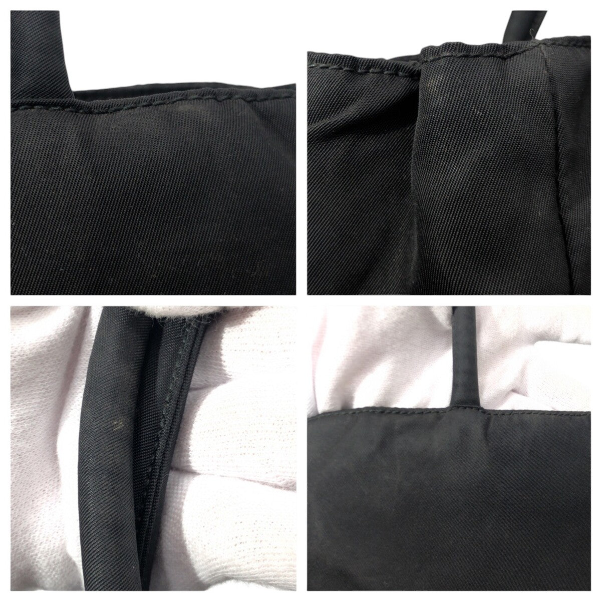 PRADA Prada Tessuto Triangle Logo Black Nylon Tote Bag Handbag Women's