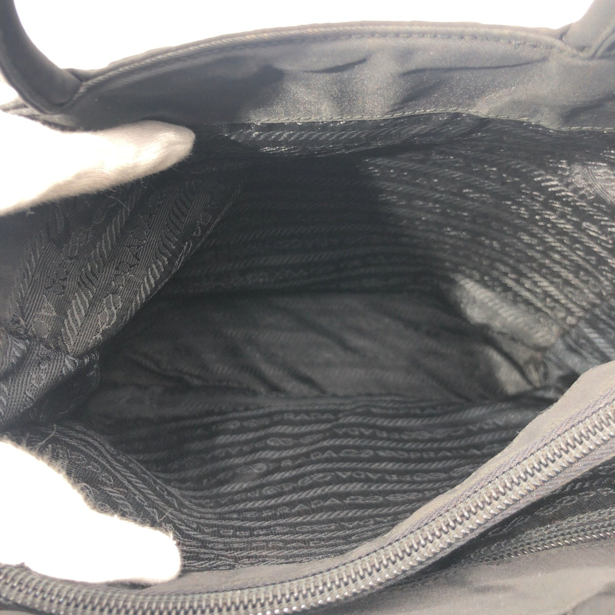 PRADA Prada Tessuto Triangle Logo Black Nylon Tote Bag Handbag Women's