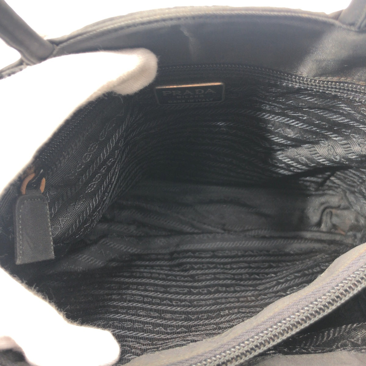 PRADA Prada Tessuto Triangle Logo Black Nylon Tote Bag Handbag Women's