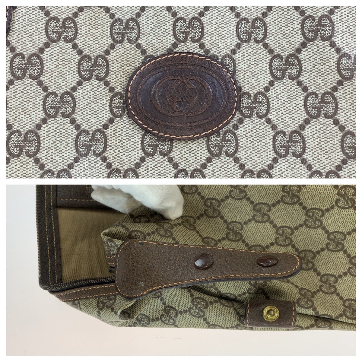 11530
GUCCI グッチ ヴィンテージ オールドグッチ シェリーライン インターロッキング 男女兼用 ブラウン ベージュ GGスプリームキャンバス / レザー 156 19 014 ボストンバッグ トートバッグ  メンズ