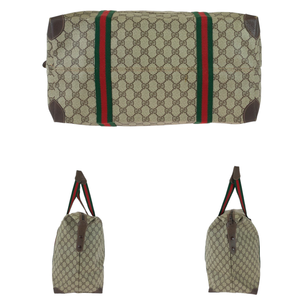 11530
GUCCI グッチ ヴィンテージ オールドグッチ シェリーライン インターロッキング 男女兼用 ブラウン ベージュ GGスプリームキャンバス / レザー 156 19 014 ボストンバッグ トートバッグ  メンズ