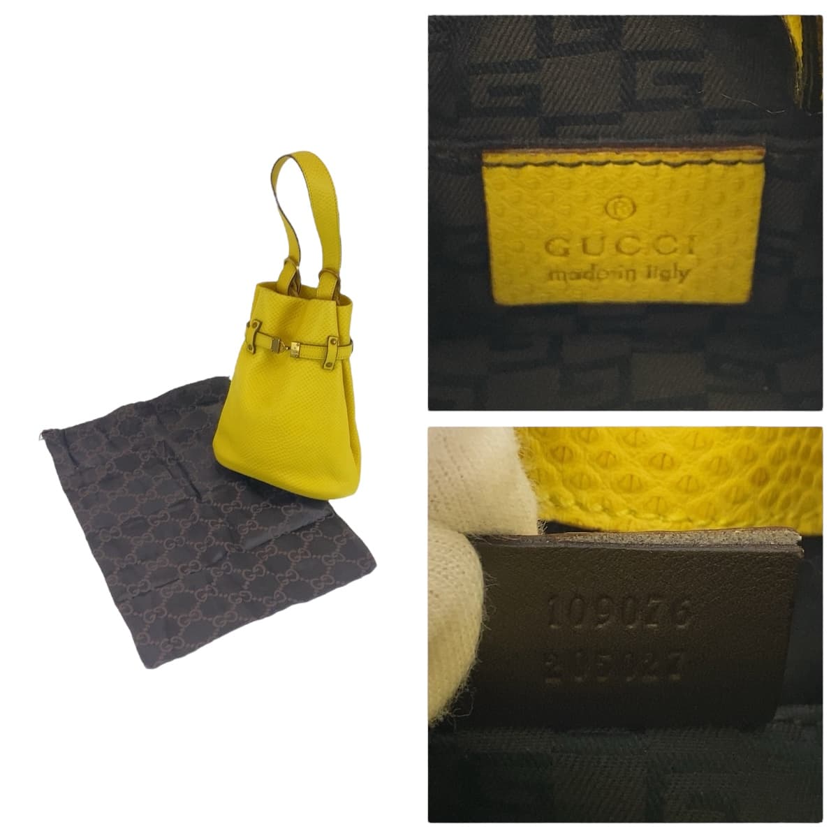 11531
GUCCI グッチ イエロー ゴールド金具 レザー 109076 ミニハンドバッグ バニティバッグ  レディース