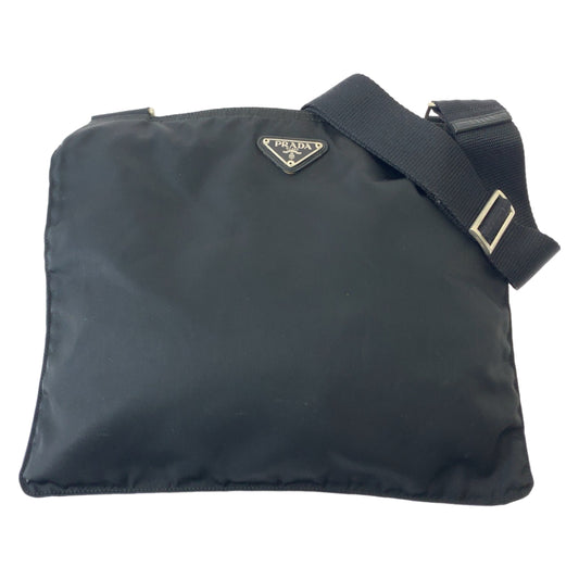 11534
PRADA プラダ テスート 三角ロゴプレート ブラック 黒 シルバー金具 ナイロン 斜め掛け ショルダーバッグ  メンズ