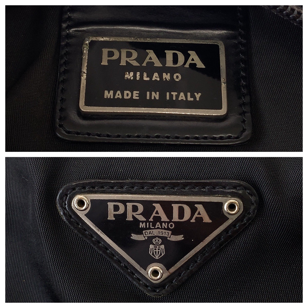 11534
PRADA プラダ テスート 三角ロゴプレート ブラック 黒 シルバー金具 ナイロン 斜め掛け ショルダーバッグ  メンズ
