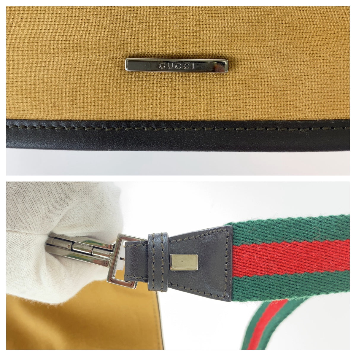 12403
GUCCI グッチ シェリーライン ベージュ シルバー金具 キャンバス 001 4321 2684 ショルダーバッグ  レディース