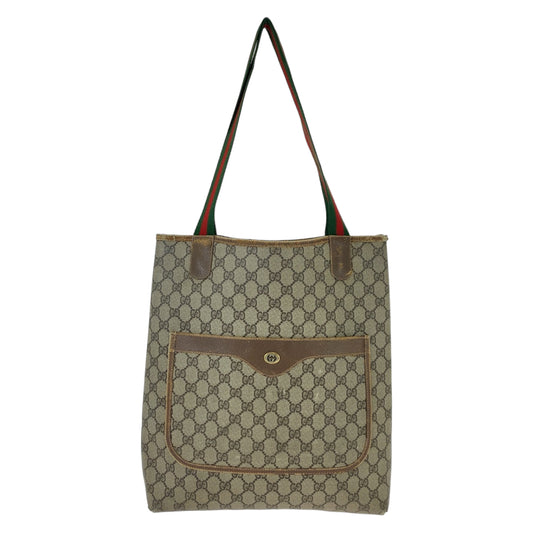 11542
GUCCI グッチ ヴィンテージ オールドグッチ シェリーライン ブラウン GGスプリームキャンバス / レザー 89 02 003 トートバッグ ショルダーバッグ 男女兼用  レディース
