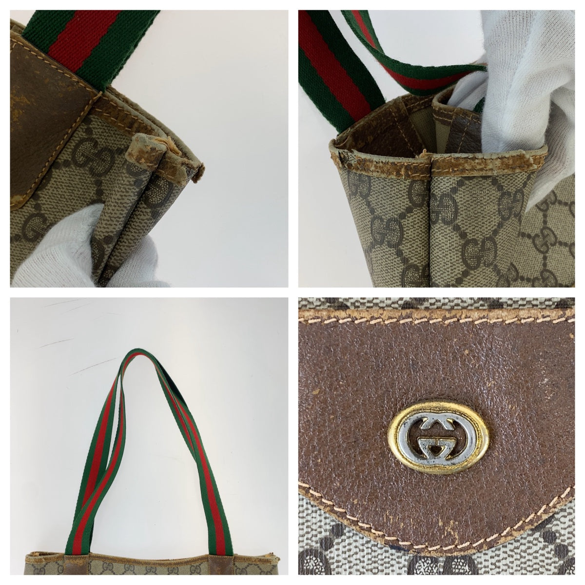 11542
GUCCI グッチ ヴィンテージ オールドグッチ シェリーライン ブラウン GGスプリームキャンバス / レザー 89 02 003 トートバッグ ショルダーバッグ 男女兼用  レディース