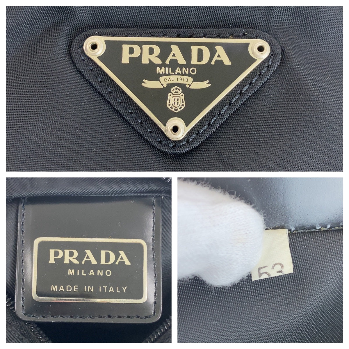 PRADA Prada Tessuto Triangle Logo Plate Black Silver Hardware Nylon Crossbody Shoulder Bag for Women