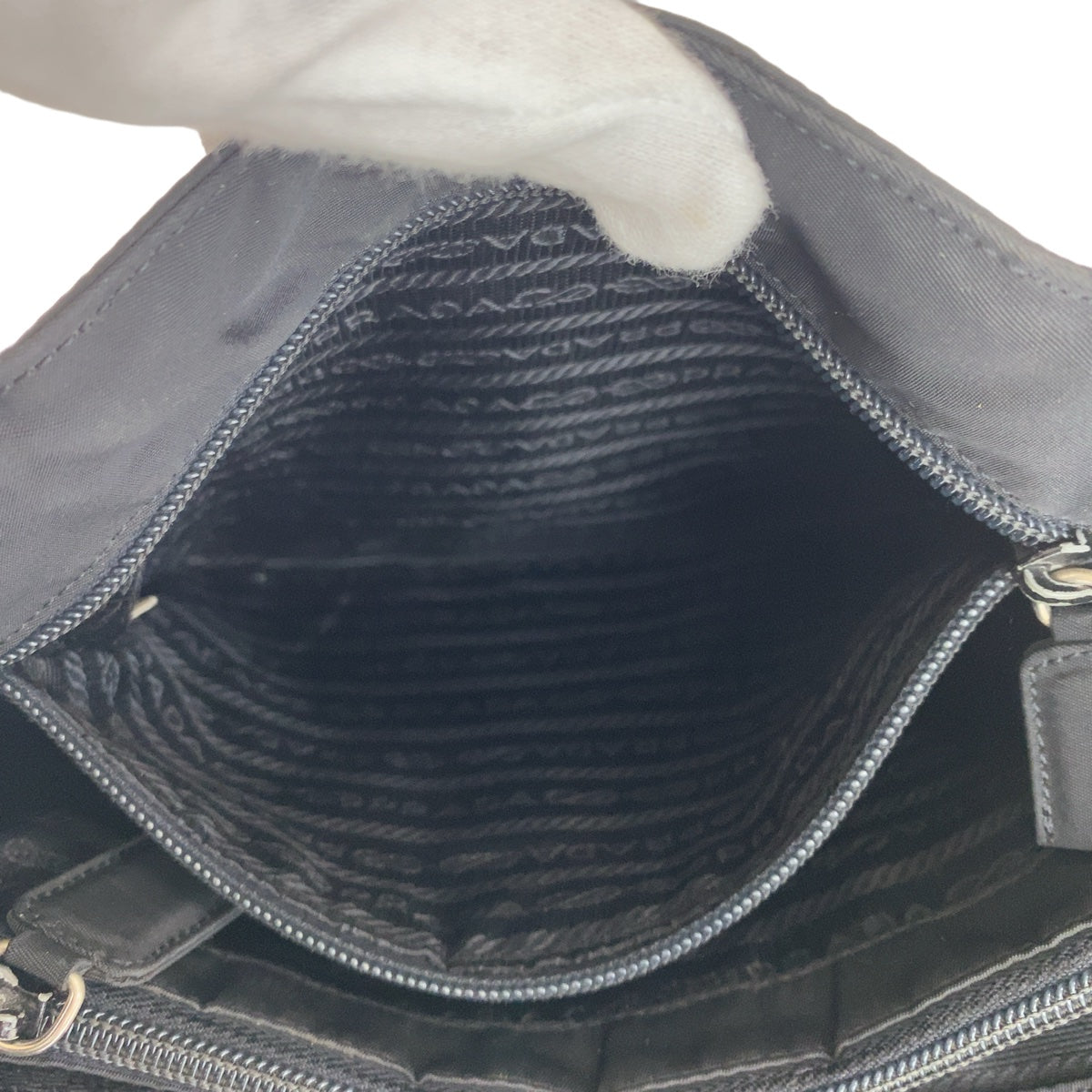 PRADA Prada Tessuto Triangle Logo Plate Black Silver Hardware Nylon Crossbody Shoulder Bag for Women