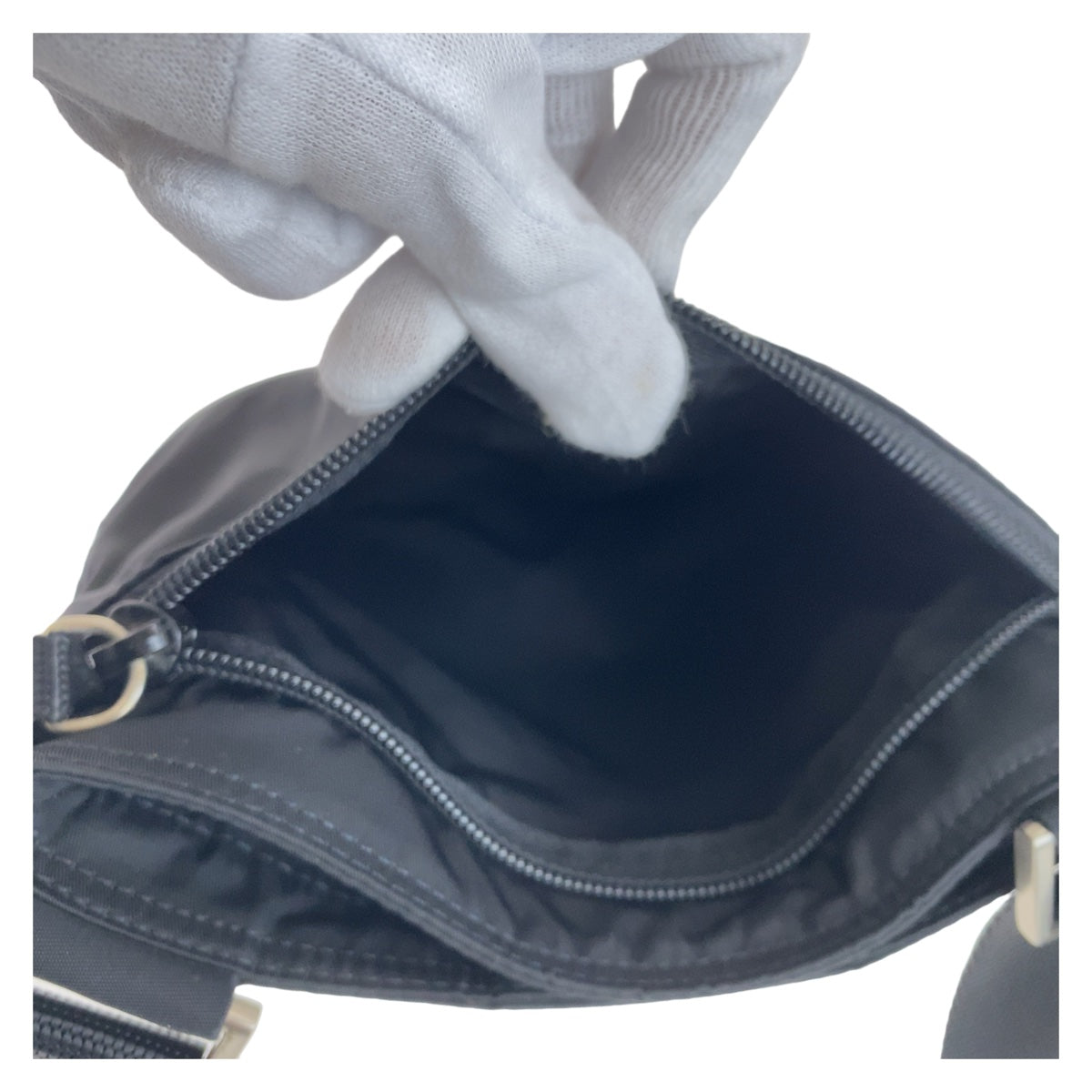 PRADA Prada Tessuto Triangle Logo Plate Black Silver Hardware Nylon Crossbody Shoulder Bag for Women