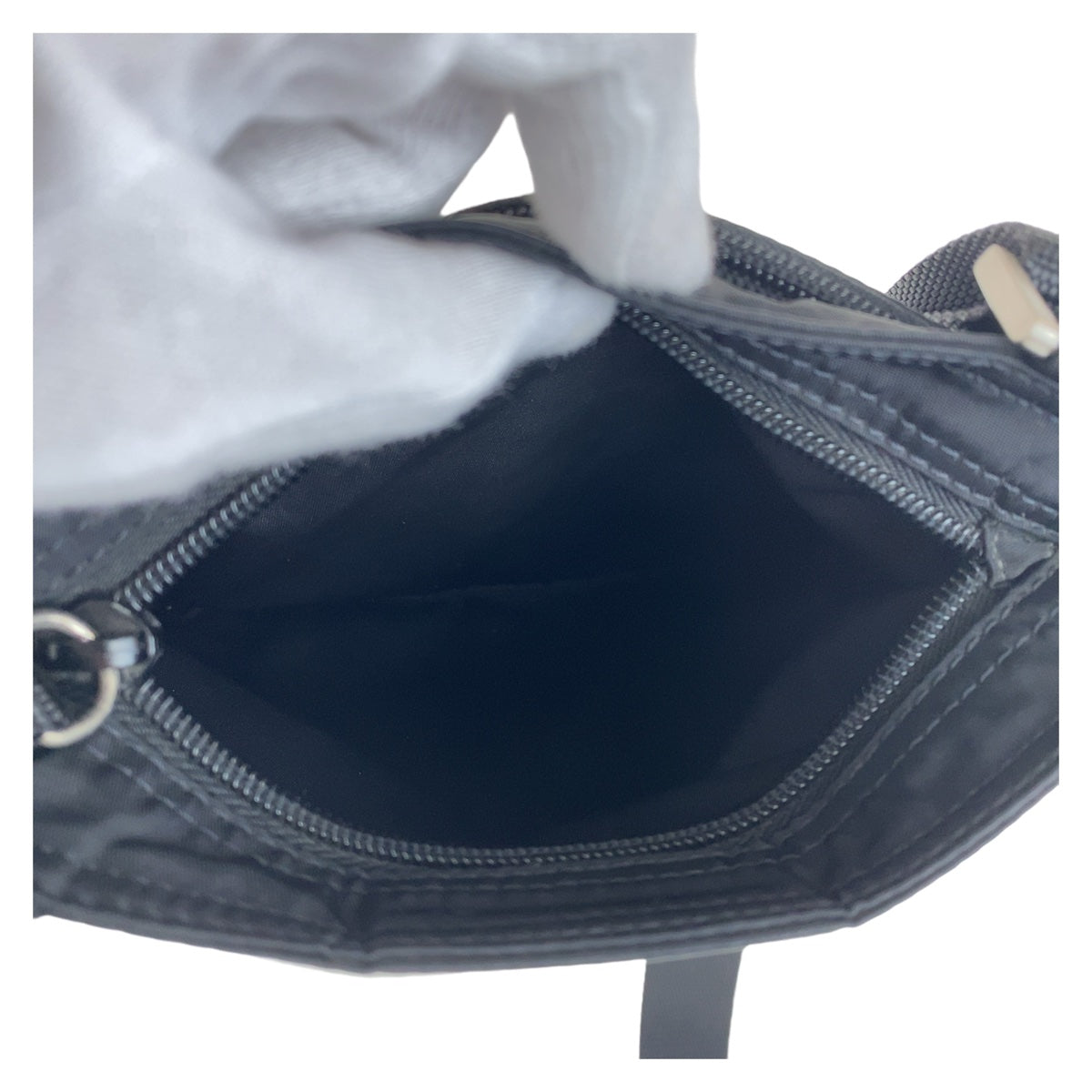 PRADA Prada Tessuto Triangle Logo Plate Black Silver Hardware Nylon Crossbody Shoulder Bag for Women