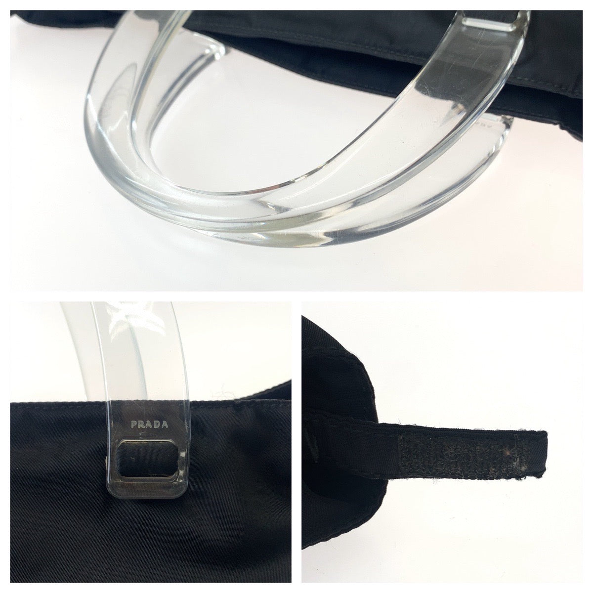 11546
PRADA プラダ テスート クリアハンドル ブラック 黒 クリア ナイロン B8169 トートバッグ ハンドバッグ  レディース
