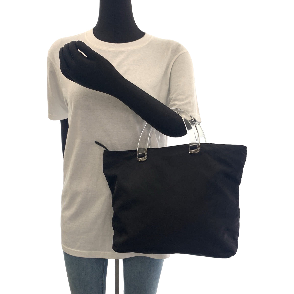 11546
PRADA プラダ テスート クリアハンドル ブラック 黒 クリア ナイロン B8169 トートバッグ ハンドバッグ  レディース