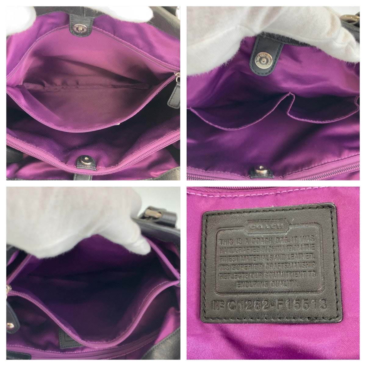 COACH コーチ ブラック 黒 シルバー金具 レザー トートバッグ ショルダーバッグ 2way  レディース