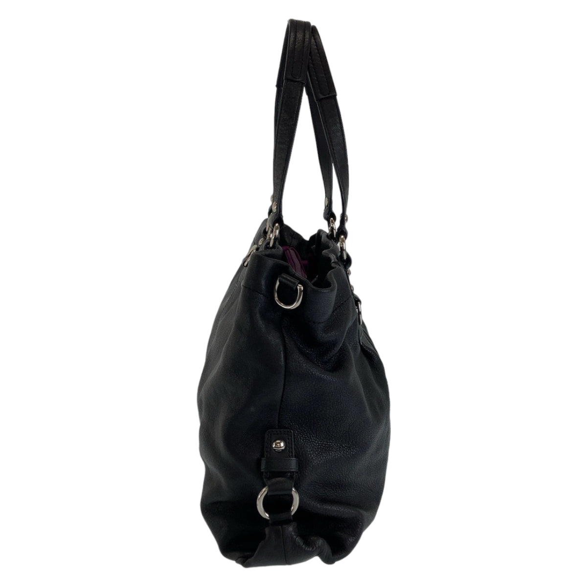 COACH コーチ ブラック 黒 シルバー金具 レザー トートバッグ ショルダーバッグ 2way  レディース