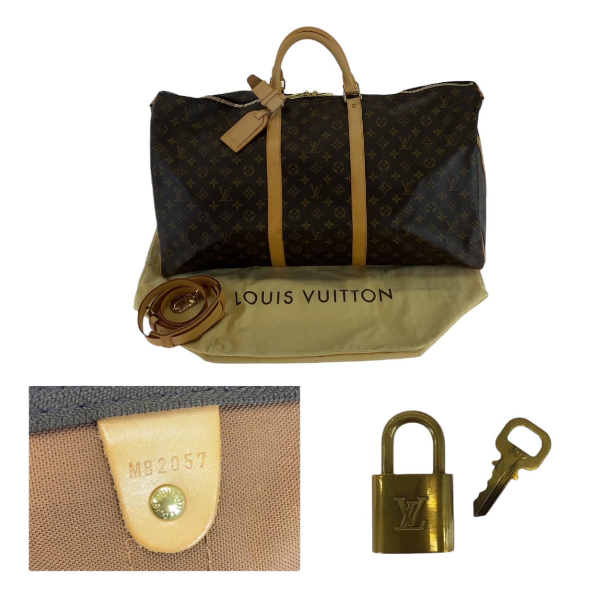 111548
LOUIS VUITTON ルイヴィトン モノグラム キーポル60 バンドリエール ブラウン ゴールド金具 PVC M41412 ボストンバッグ トラベルバッグ 男女兼用  メンズ