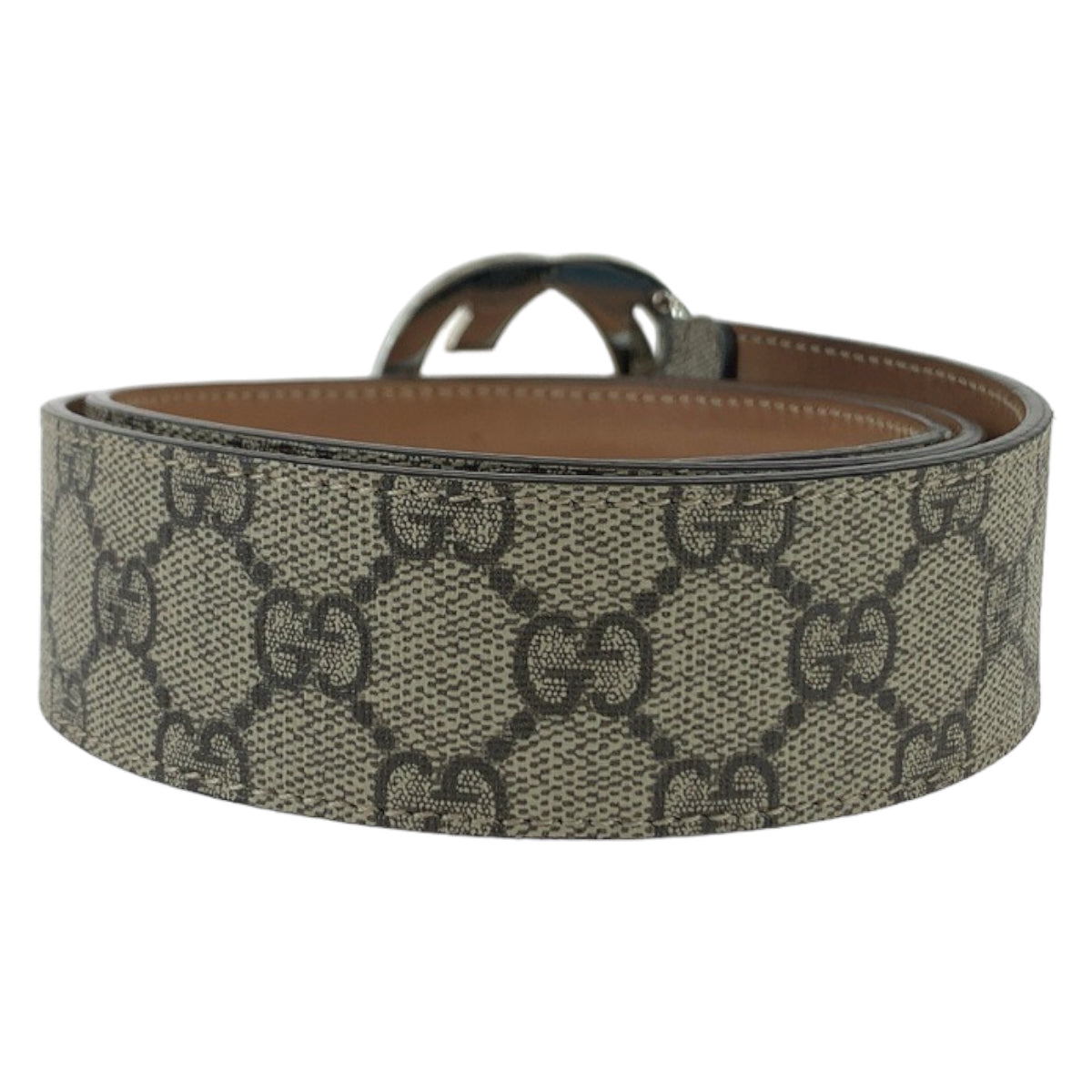 11549
GUCCI グッチ インターロッキング 90cm/36inc ベージュ シルバー金具 GGスプリームキャンバス 411924 ベルト バックル  メンズ