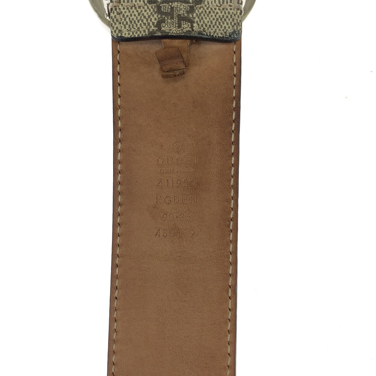 11549
GUCCI グッチ インターロッキング 90cm/36inc ベージュ シルバー金具 GGスプリームキャンバス 411924 ベルト バックル  メンズ