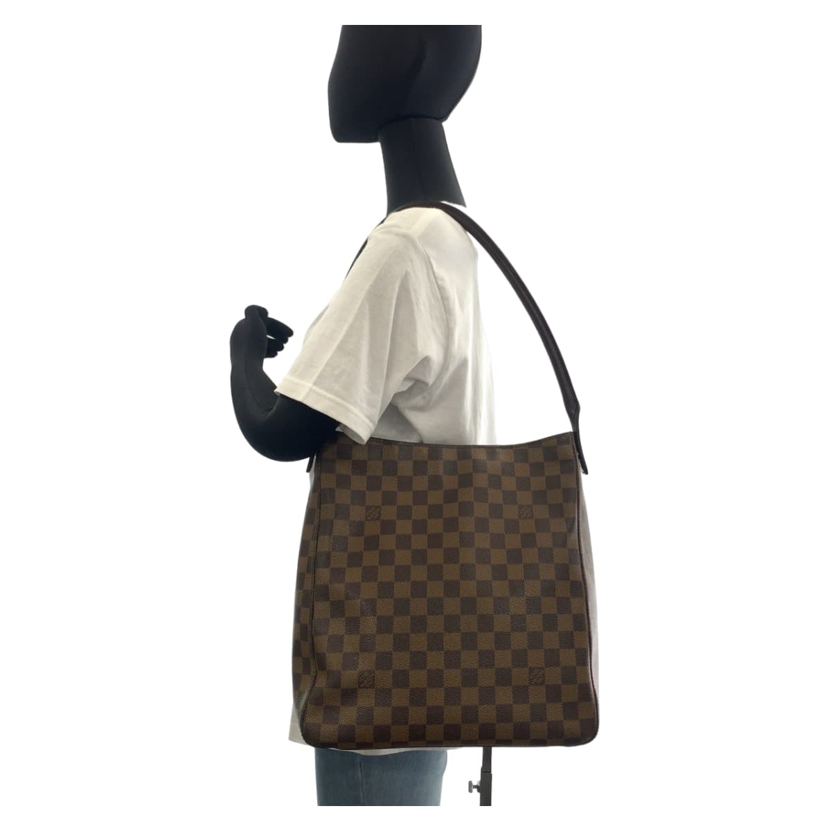 11564
LOUIS VUITTON ルイヴィトン ダミエ ルーピングGM ブラウン ゴールド金具 PVC / レザー N51144 ショルダーバッグ  レディース