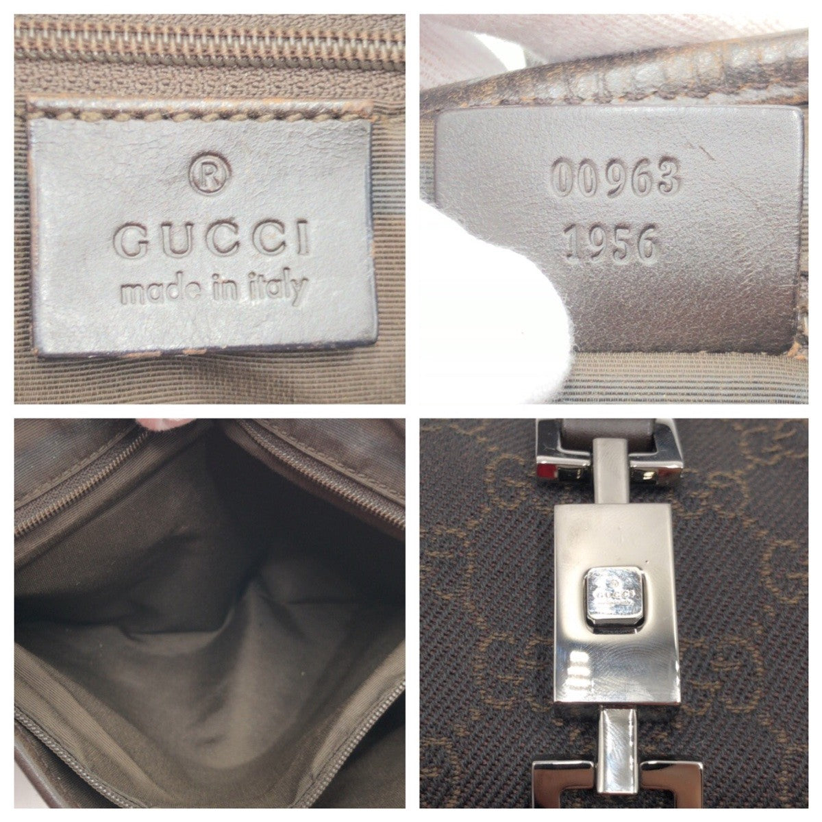 GUCCI グッチ ジャッキー ブラウン シルバー金具 GGキャンバス ハンドバッグ ショルダーバッグ  レディース