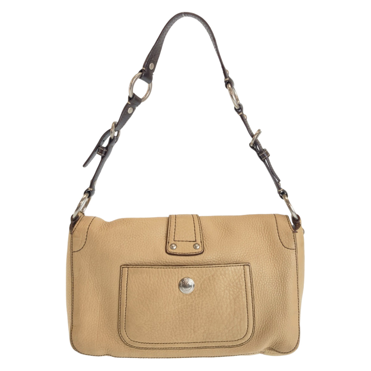 12401
COACH コーチ ベージュ ブラウン シルバー金具 レザー ショルダーバッグ  レディース AB5