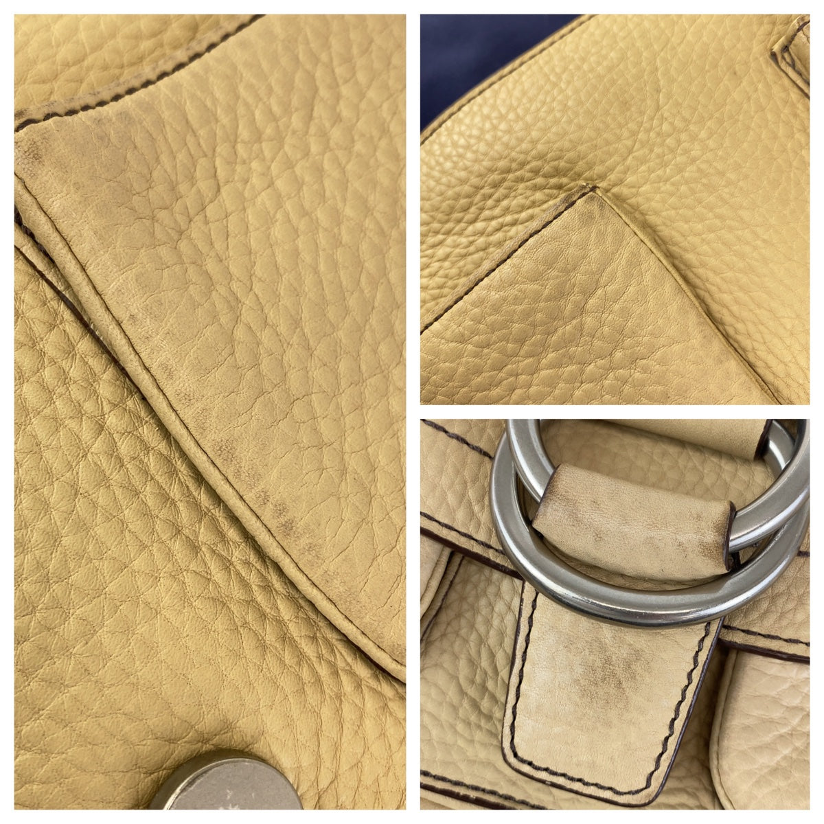 12401
COACH コーチ ベージュ ブラウン シルバー金具 レザー ショルダーバッグ  レディース AB5