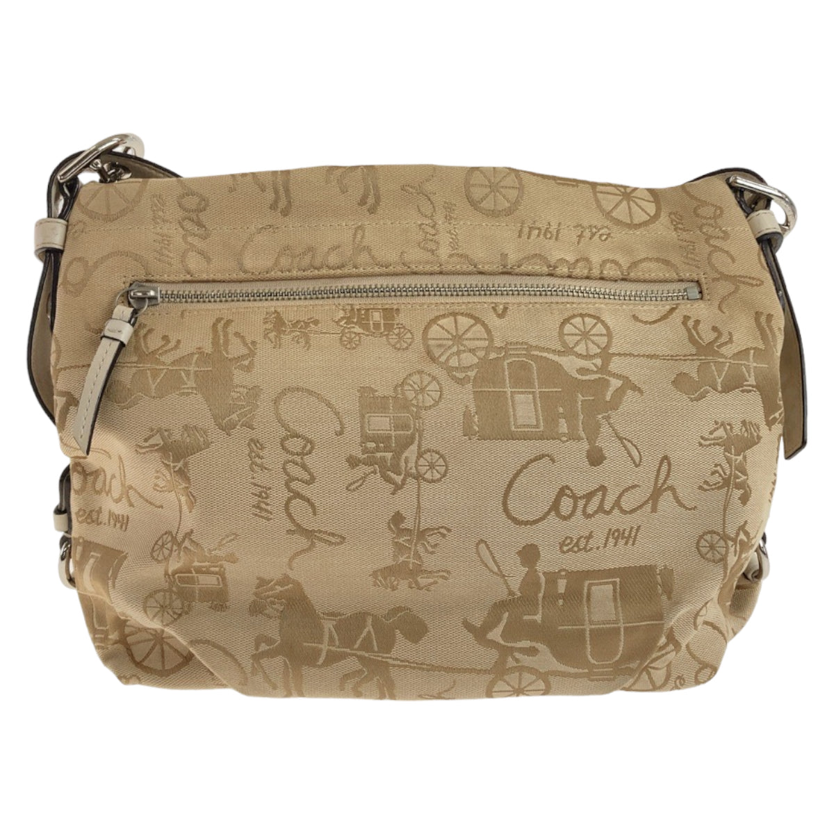 2400
COACH コーチ ホースアンドキャリッジ ベージュ ホワイト シルバー金具 キャンバス / レザー ショルダーバッグ ポシェット  レディース