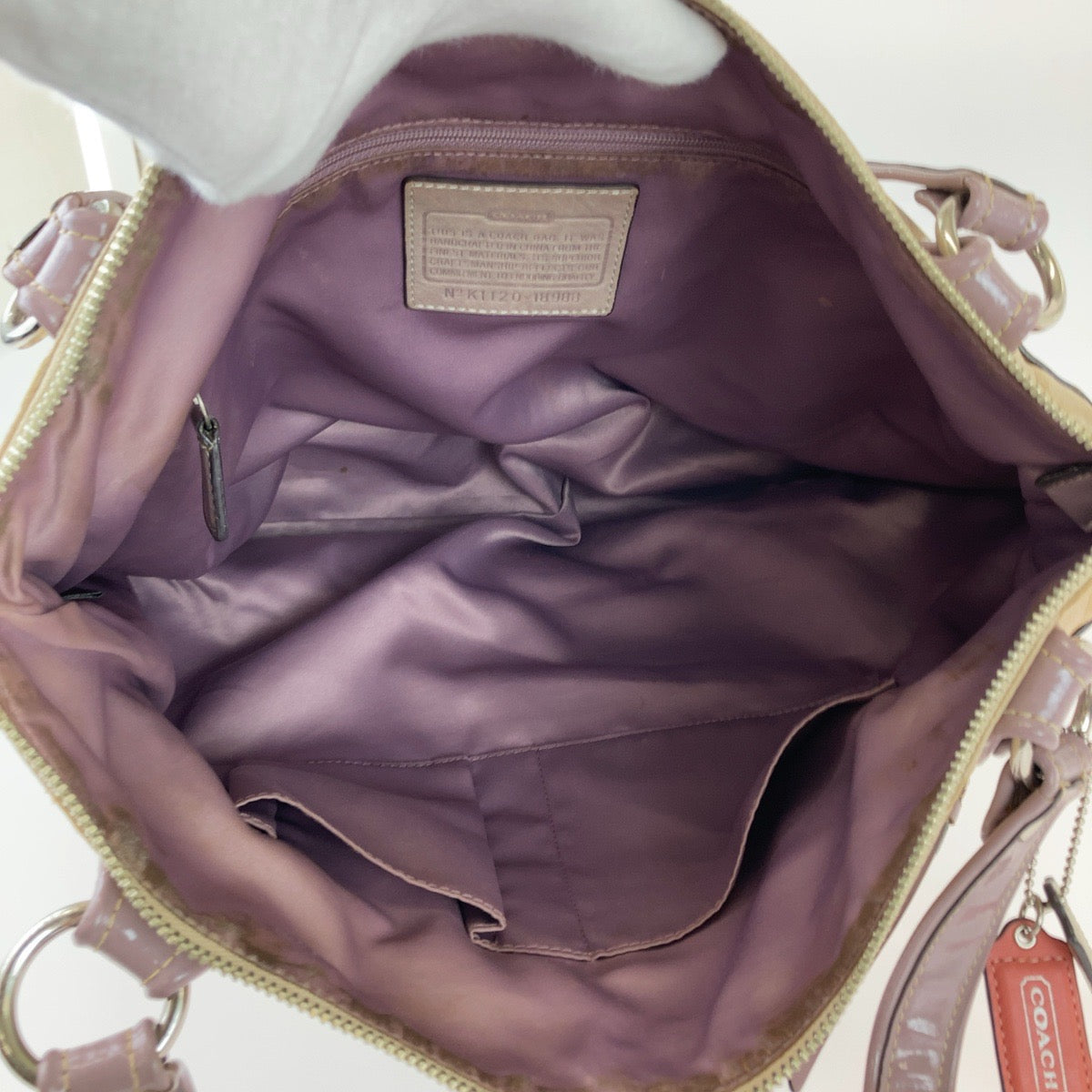 12398
COACH コーチ シグネチャー ベージュ シルバー金具 キャンバス トートバッグ ショルダーバッグ  レディース