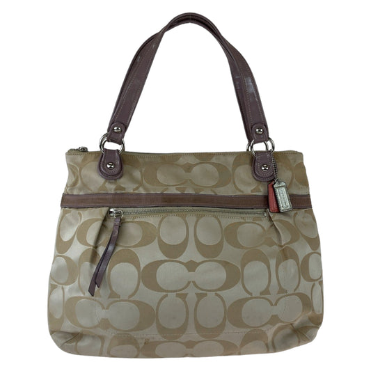 12398
COACH コーチ シグネチャー ベージュ シルバー金具 キャンバス トートバッグ ショルダーバッグ  レディース
