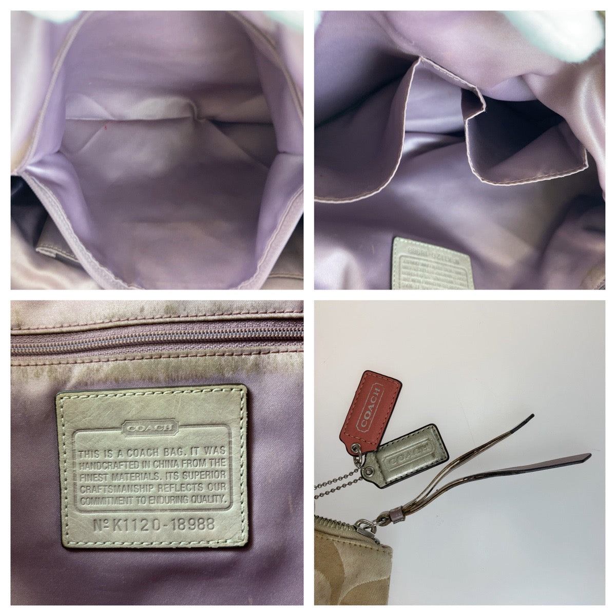 12398
COACH コーチ シグネチャー ベージュ シルバー金具 キャンバス トートバッグ ショルダーバッグ  レディース