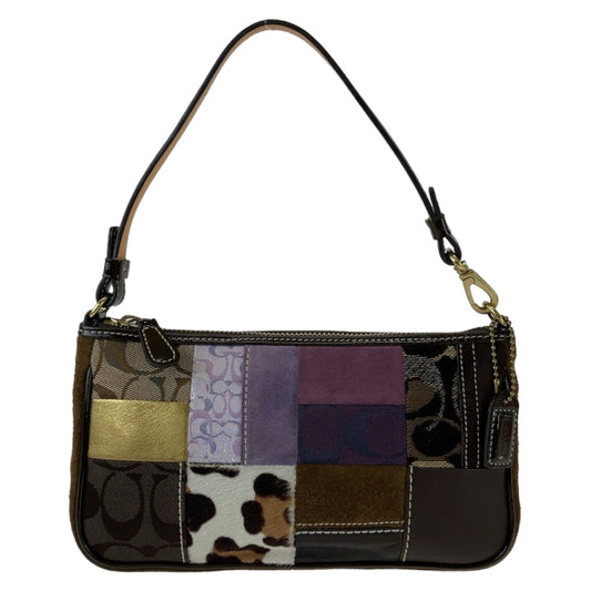 COACH コーチ シグネチャー パッチワーク ブラウン マルチカラー ゴールド金具 キャンバス / レザー / スウェード ハンドバッグ アクセサリーポーチ  レディース