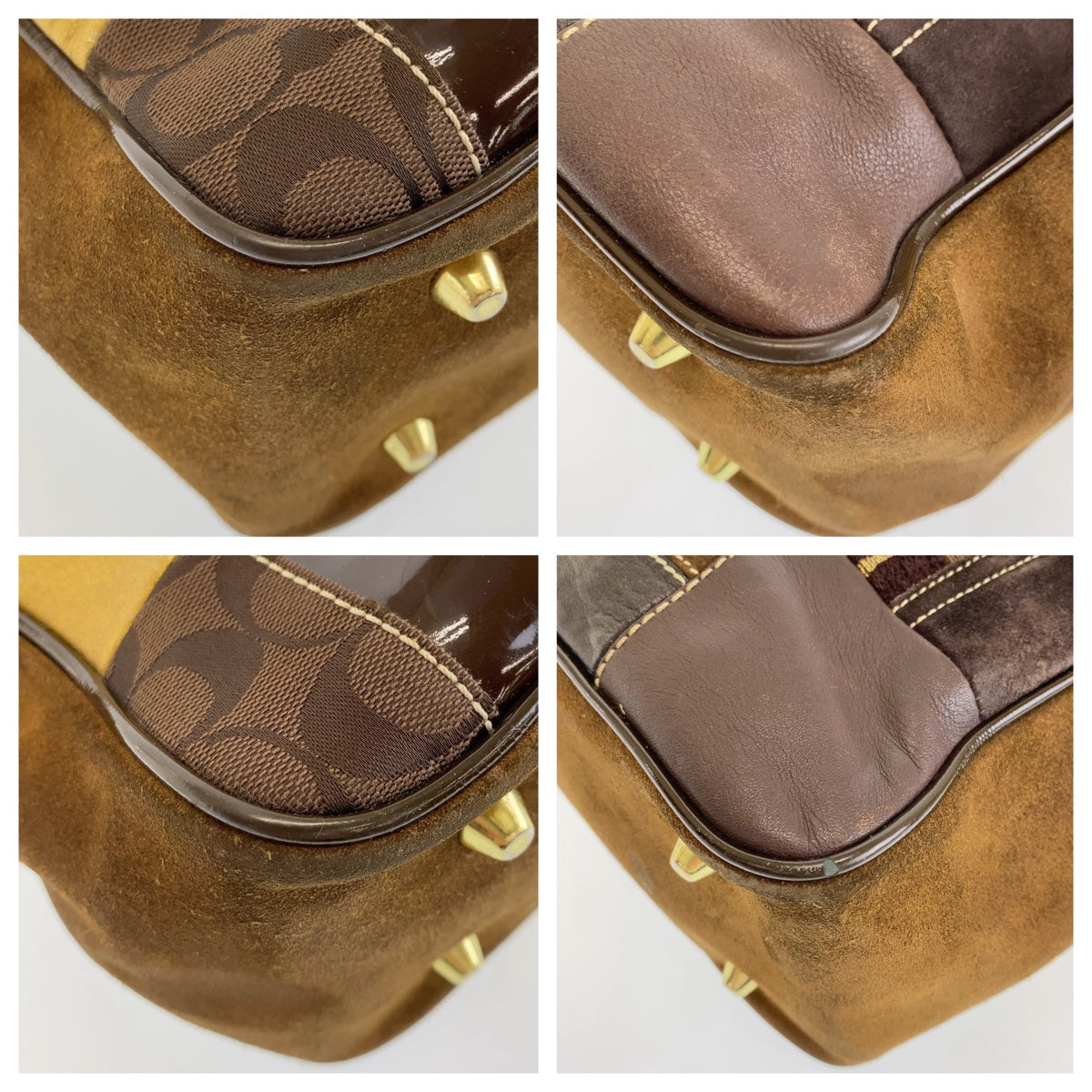 COACH コーチ パッチワーク ブラウン マルチカラー キャンバス / レザー / スウェード トートバッグ ショルダーバッグ  レディース