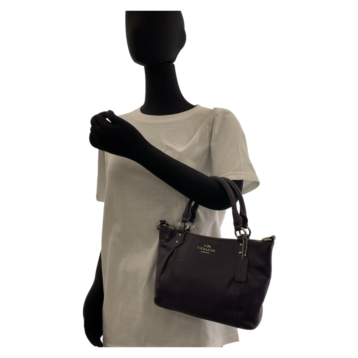 12384
 COACH Colette Purple Silver Hardware Leather Tote Bag Handbag for Women