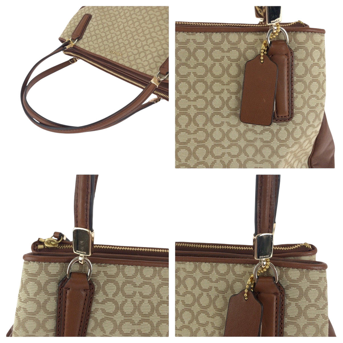 20445
COACH Madison Opt Art Brown Beige Gold Hardware Canvas Handbag Shoulder Bag Ladies AB7