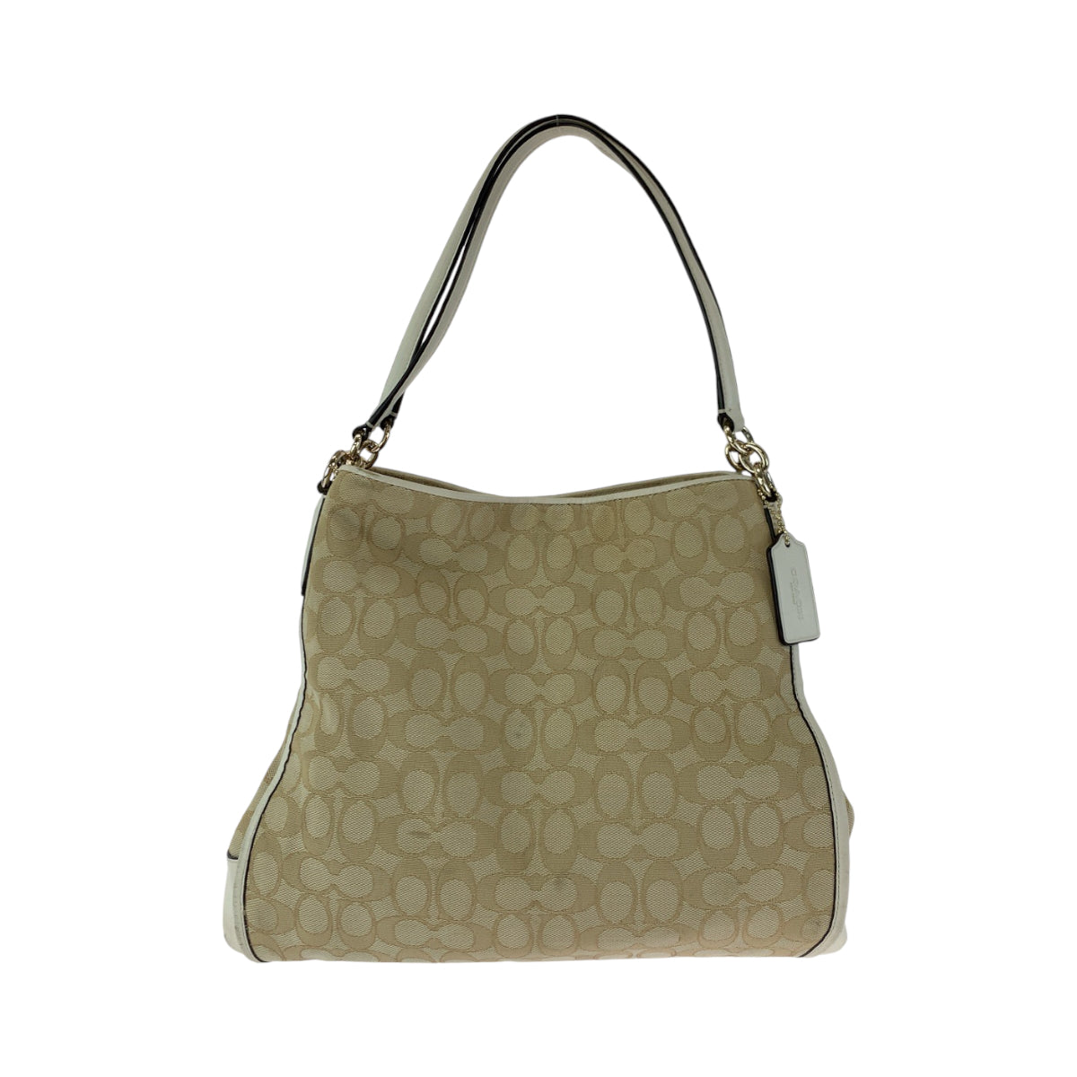 12875
COACH コーチ シグネチャー ベージュ ホワイト ゴールド金具 キャンバス F36424 ショルダーバッグ ハンドバッグ  レディース AB5