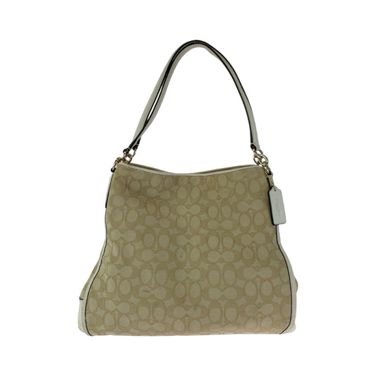 12875
COACH コーチ シグネチャー ベージュ ホワイト ゴールド金具 キャンバス F36424 ショルダーバッグ ハンドバッグ  レディース AB5