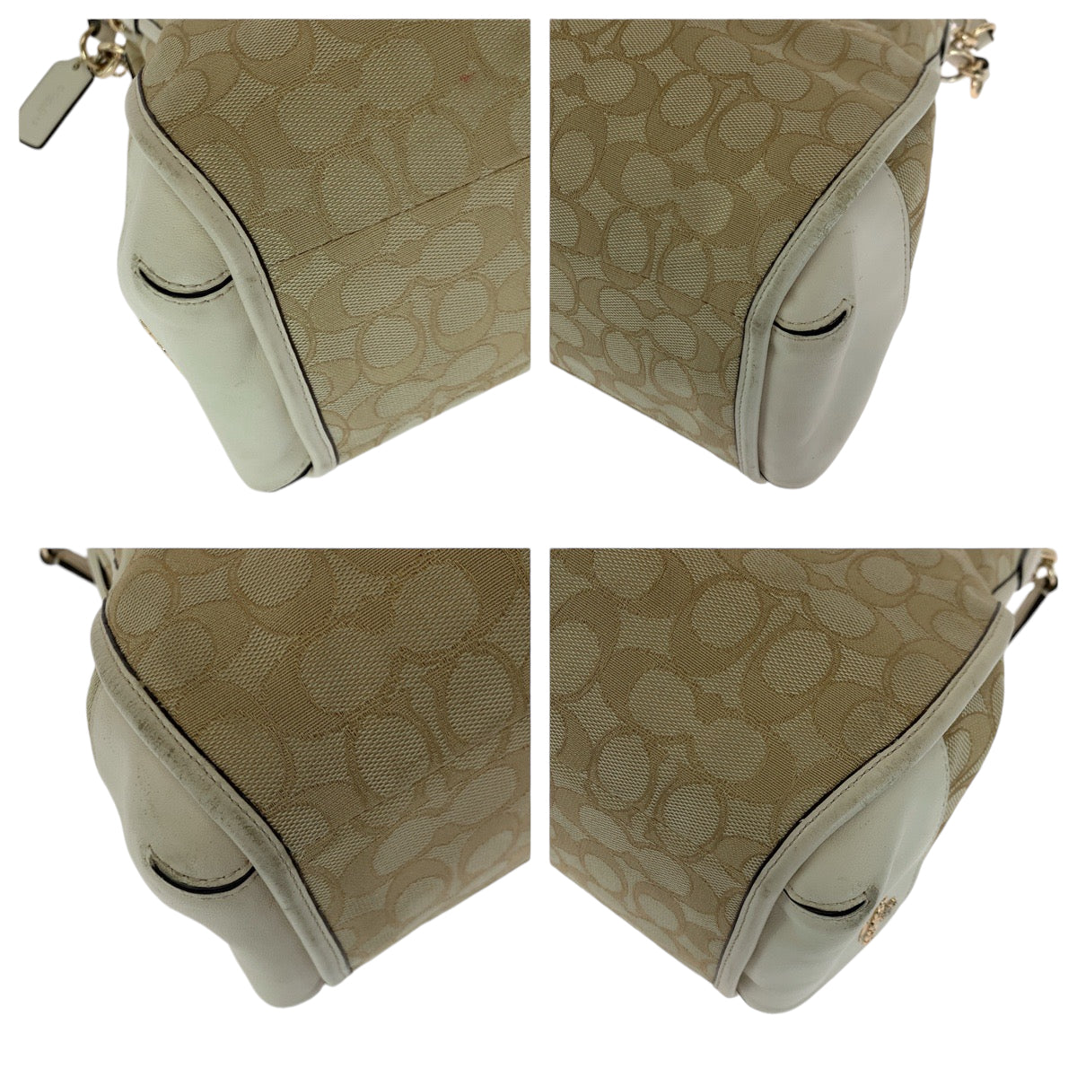 12875
COACH コーチ シグネチャー ベージュ ホワイト ゴールド金具 キャンバス F36424 ショルダーバッグ ハンドバッグ  レディース AB5