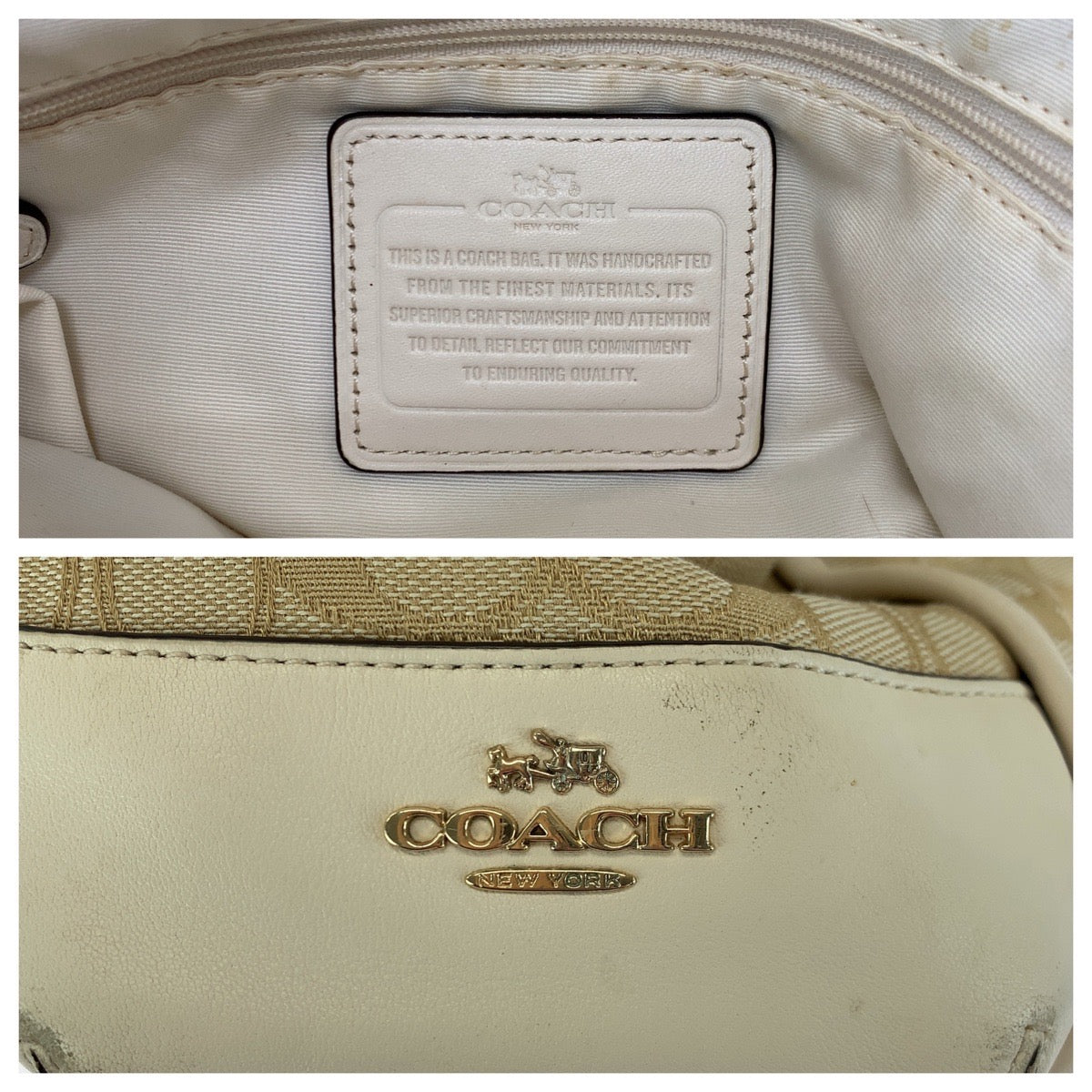 12875
COACH コーチ シグネチャー ベージュ ホワイト ゴールド金具 キャンバス F36424 ショルダーバッグ ハンドバッグ  レディース AB5
