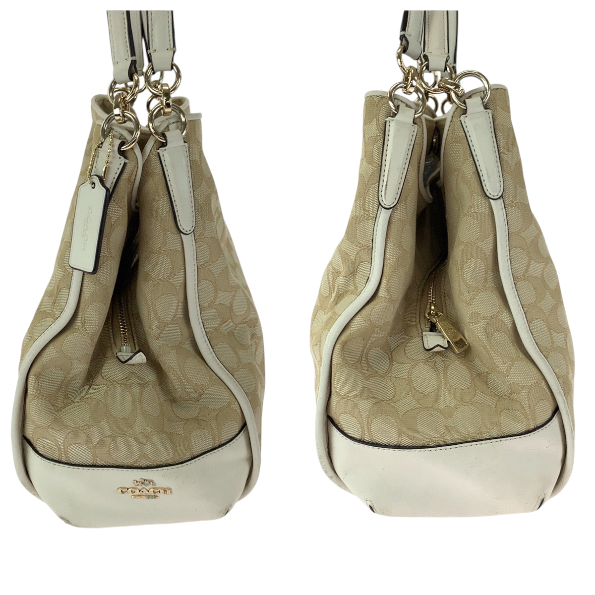 12875
COACH コーチ シグネチャー ベージュ ホワイト ゴールド金具 キャンバス F36424 ショルダーバッグ ハンドバッグ  レディース AB5