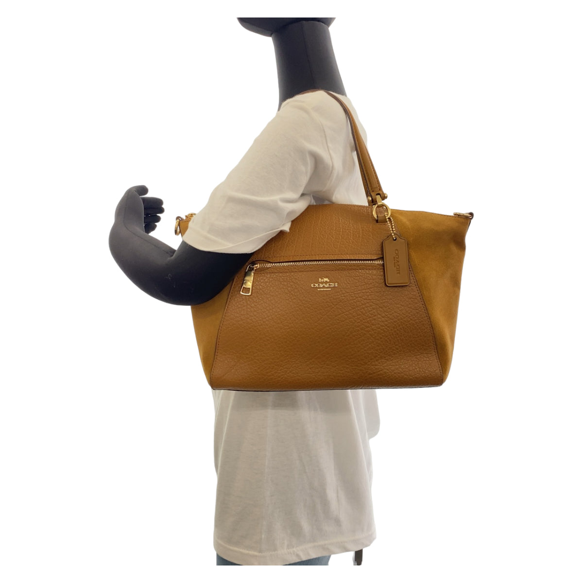 112382
COACH コーチ ライトブラウン キャメル ゴールド金具 レザー / スウェード トートバッグ ショルダーバッグ 2way  レディース