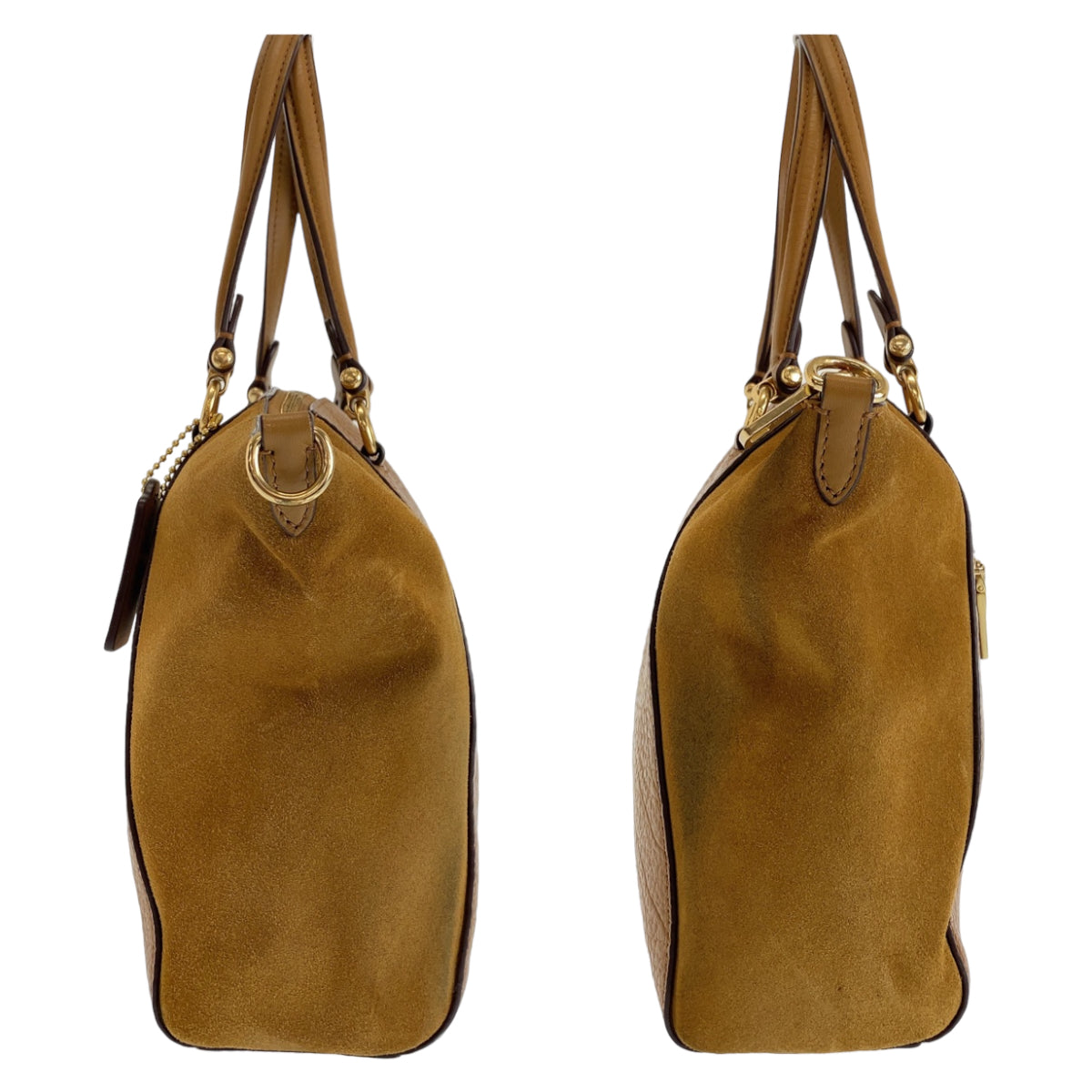 112382
COACH コーチ ライトブラウン キャメル ゴールド金具 レザー / スウェード トートバッグ ショルダーバッグ 2way  レディース