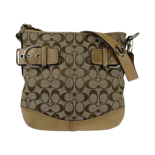 12377
COACH コーチ シグネチャー ベージュ シルバー金具 キャンバス 斜め掛け ショルダーバッグ  レディース AB5