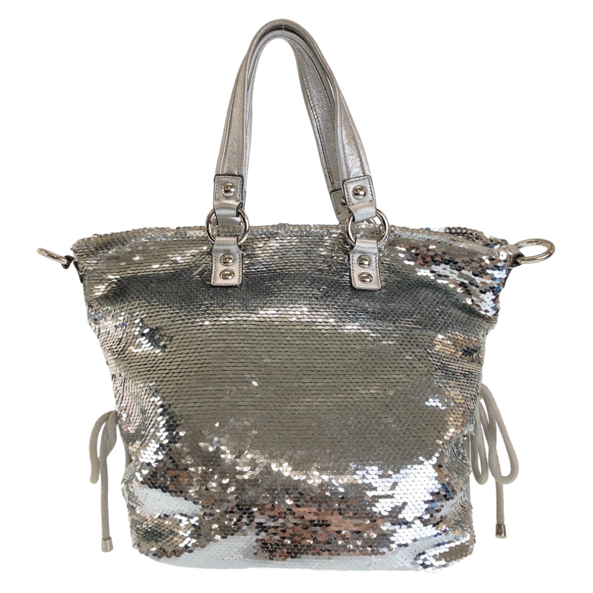 COACH コーチ ポピー スパンコール シルバー パープル シルバー金具 レザー / スパンコール トートバッグ ショルダーバッグ 2way  レディース
