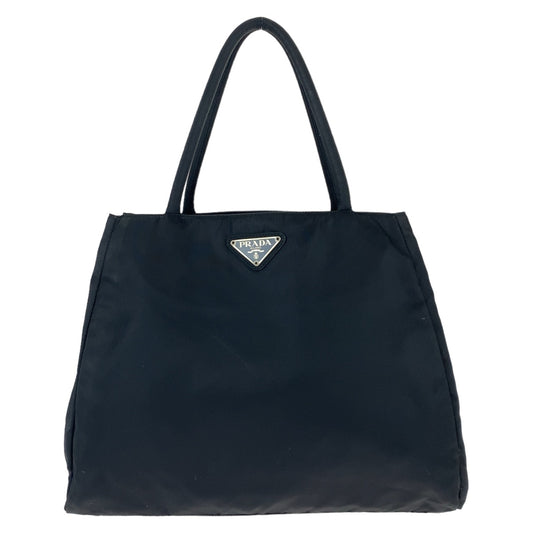 11571
 PRADA Prada Tessuto Triangle Logo Plate Black Silver Hardware Nylon Tote Bag Shoulder Bag Women's