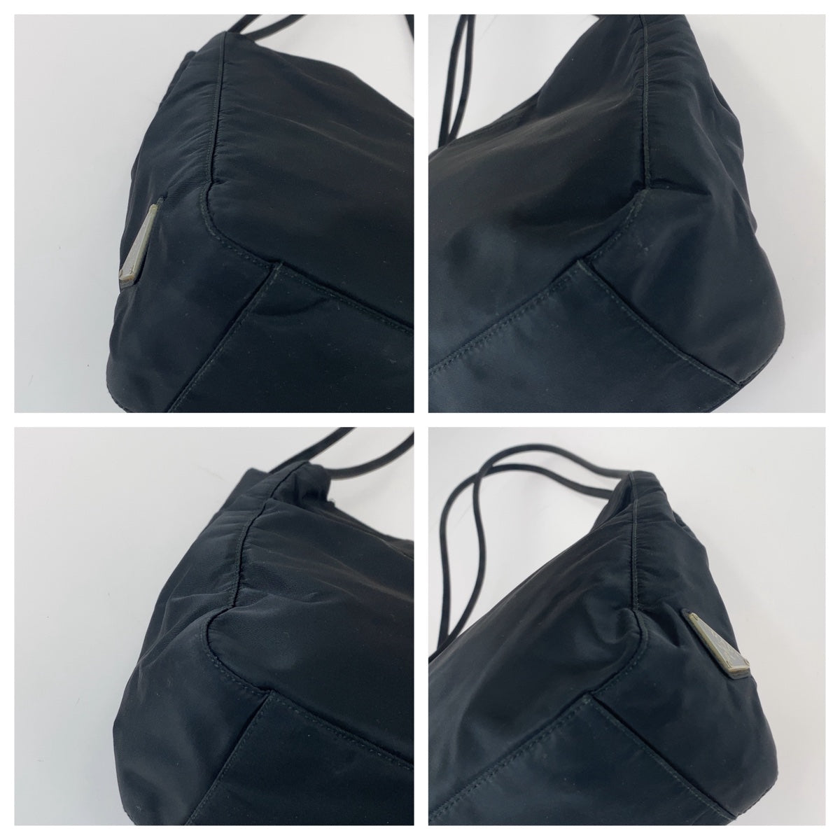 11573
PRADA プラダ テスート 三角ロゴプレート ブラック シルバー金具 ナイロン トートバッグ ショルダーバッグ  レディース AB16