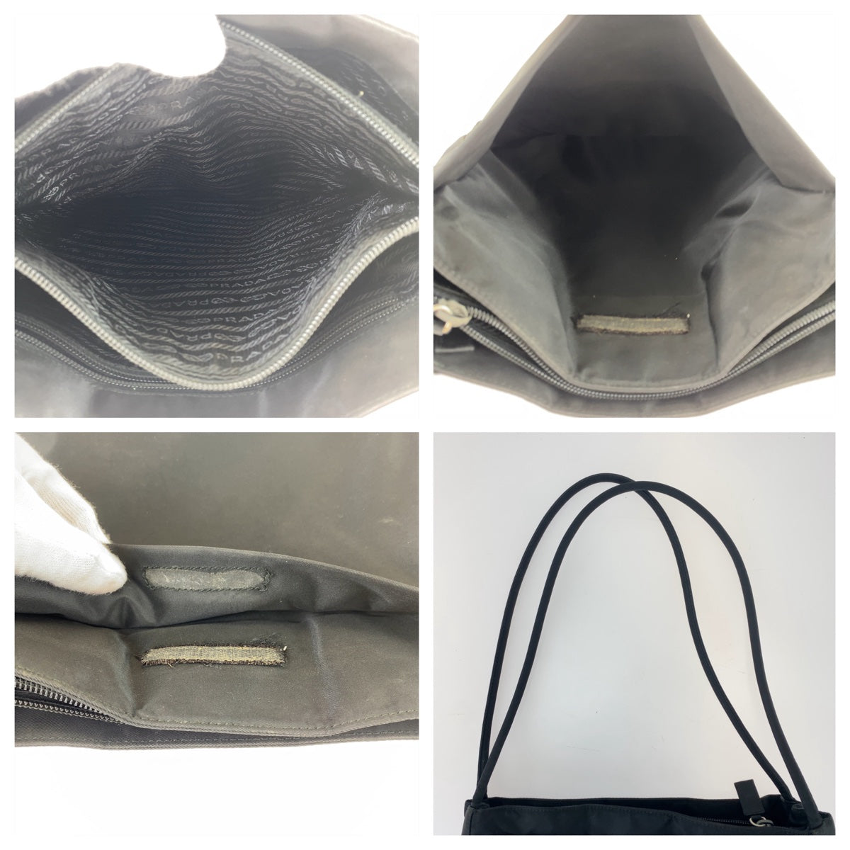 11573
PRADA プラダ テスート 三角ロゴプレート ブラック シルバー金具 ナイロン トートバッグ ショルダーバッグ  レディース AB16