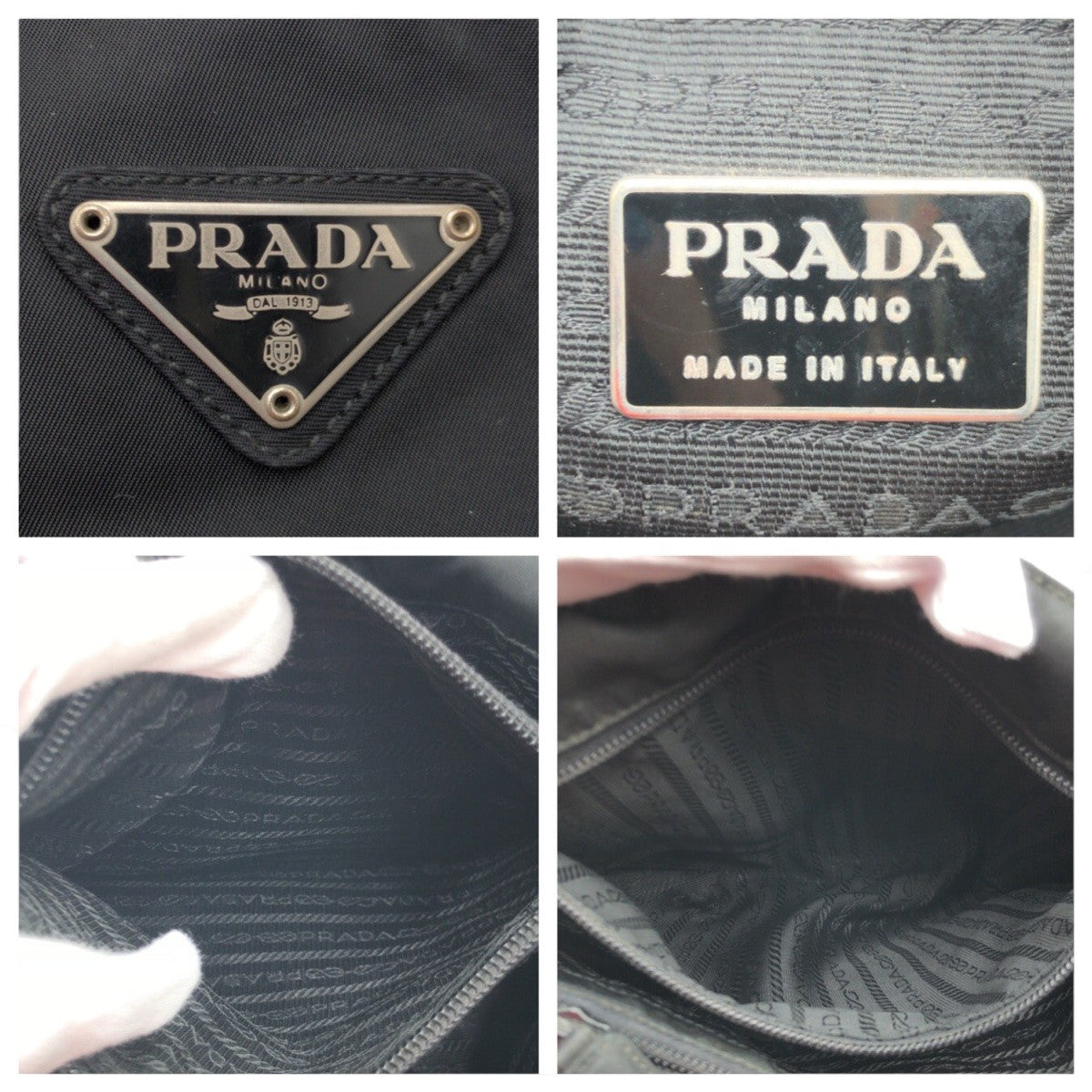 111576
PRADA プラダ テスート 三角ロゴプレート ブラック ナイロン トートバッグ ハンドバッグ  レディース