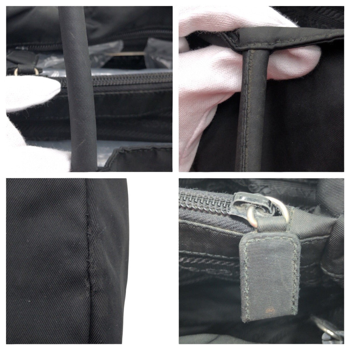 111576
PRADA プラダ テスート 三角ロゴプレート ブラック ナイロン トートバッグ ハンドバッグ  レディース